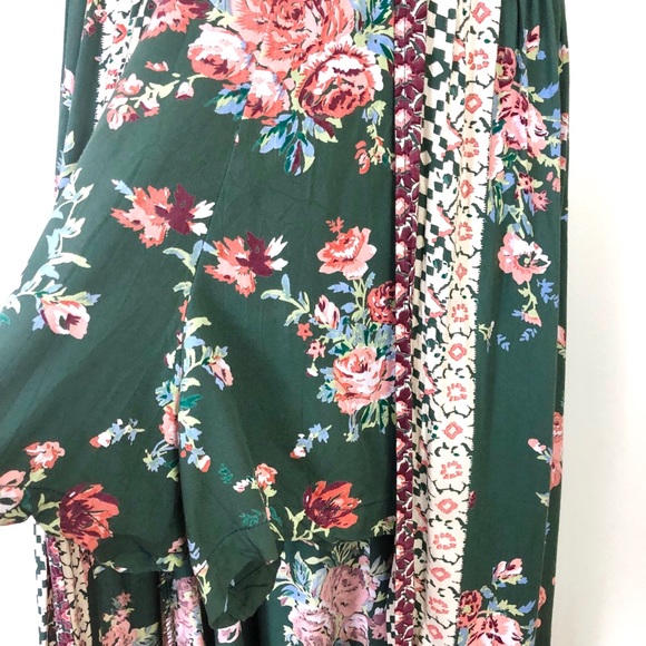 Floral Maxi Dress Green Romper Size Small - Picture 6 of 8